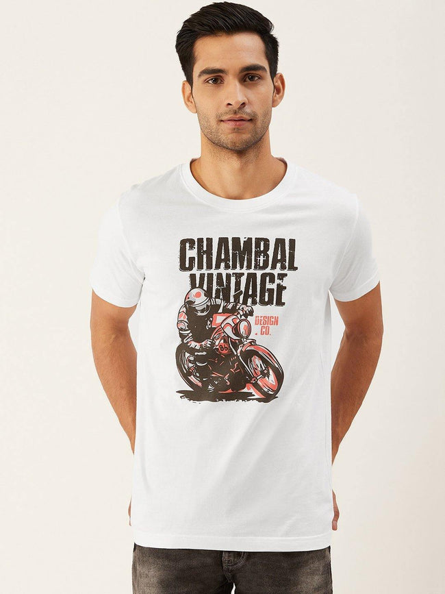 Vintage Biking White T-Shirt - The Chambal