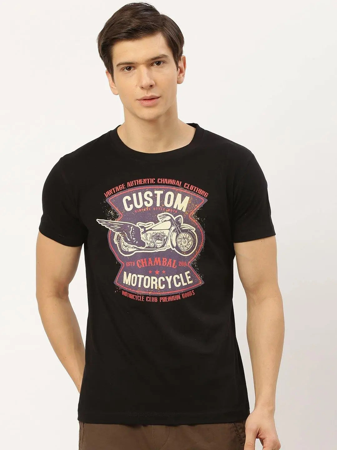 Custom Motocycle Black T-Shirt - The Chambal