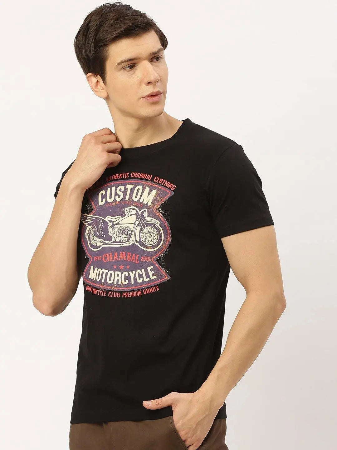 Custom Motocycle Black T-Shirt - The Chambal