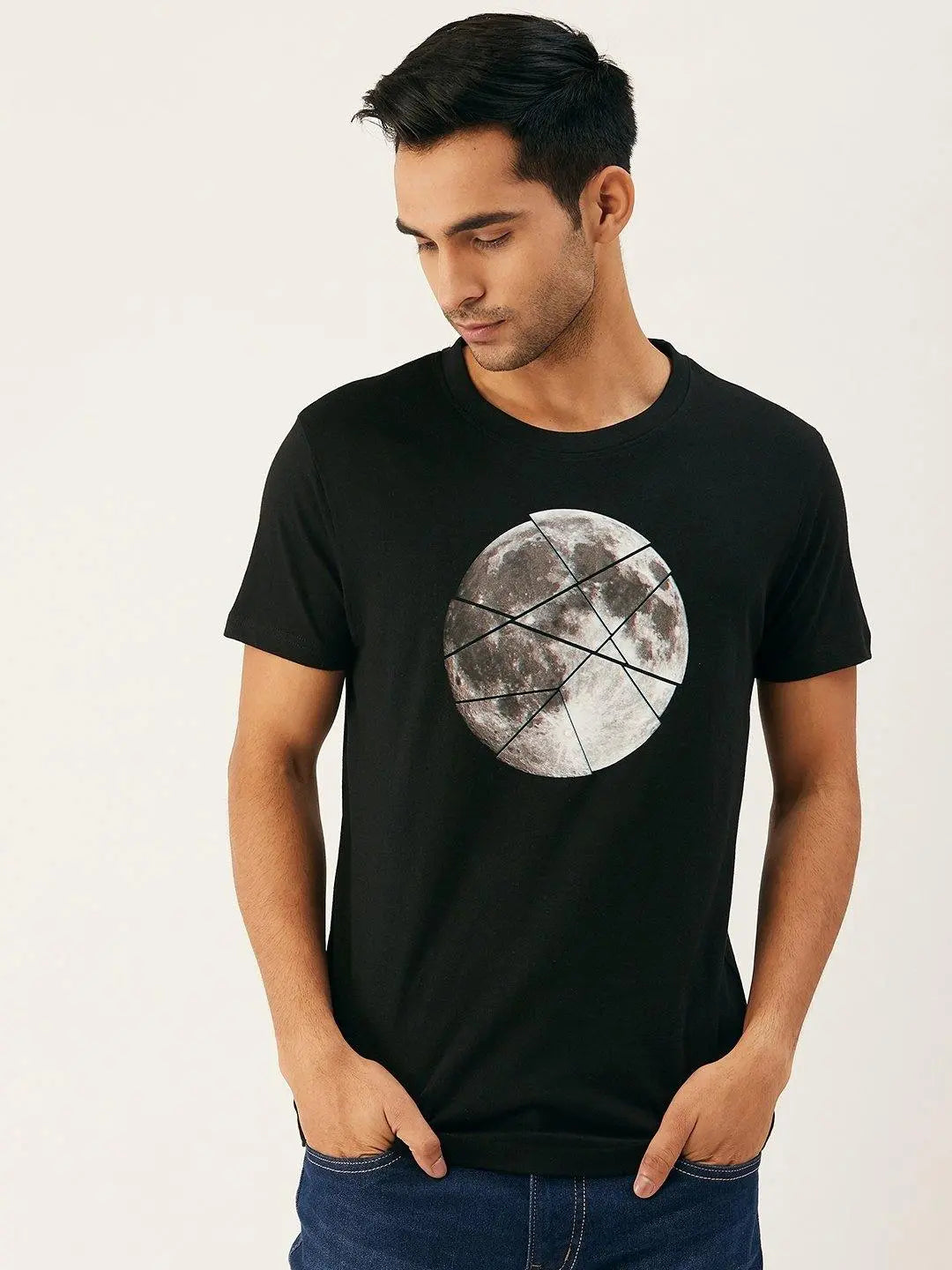 Moon Sliced Black T-Shirt - The Chambal