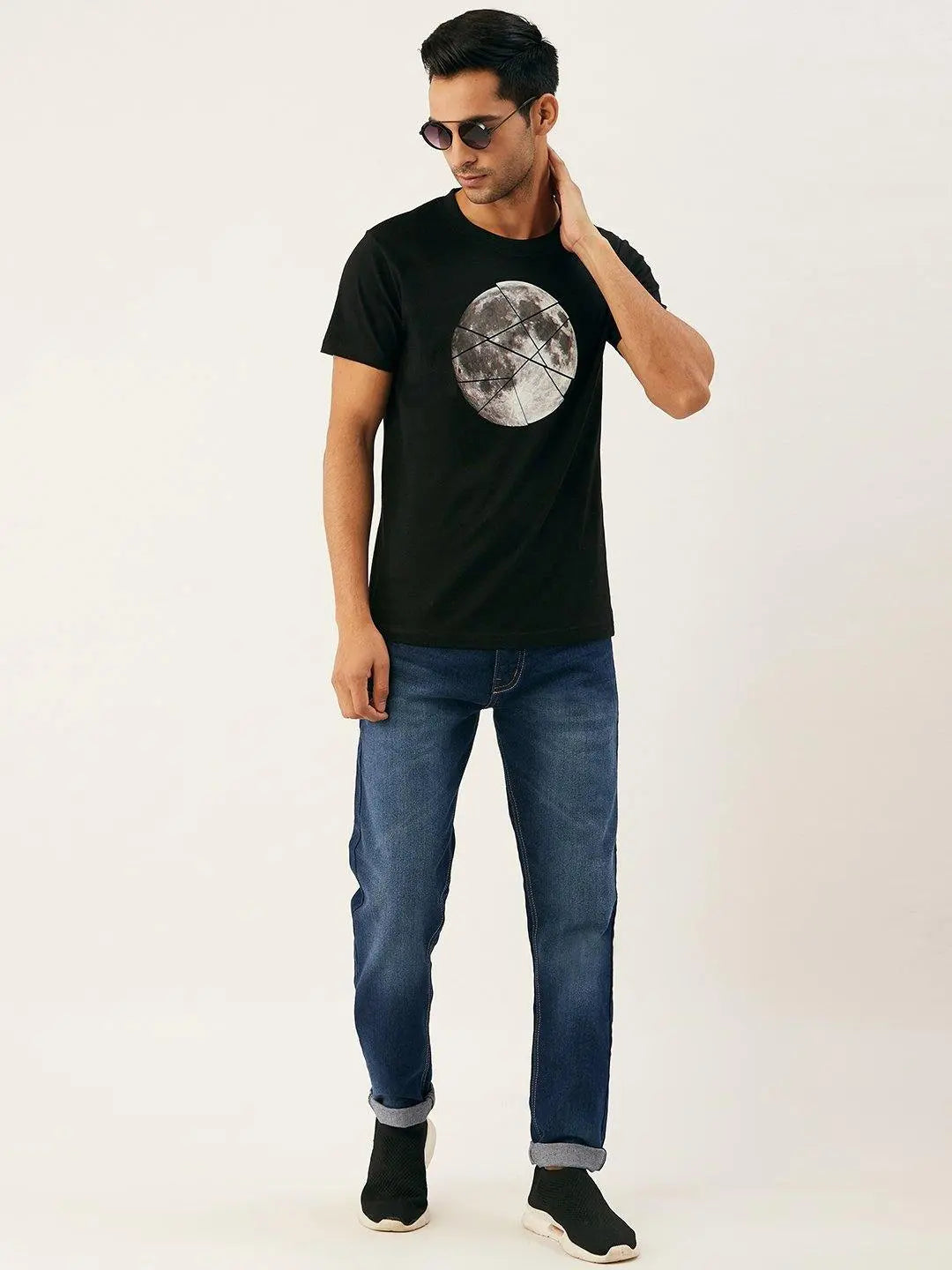 Moon Sliced Black T-Shirt - The Chambal