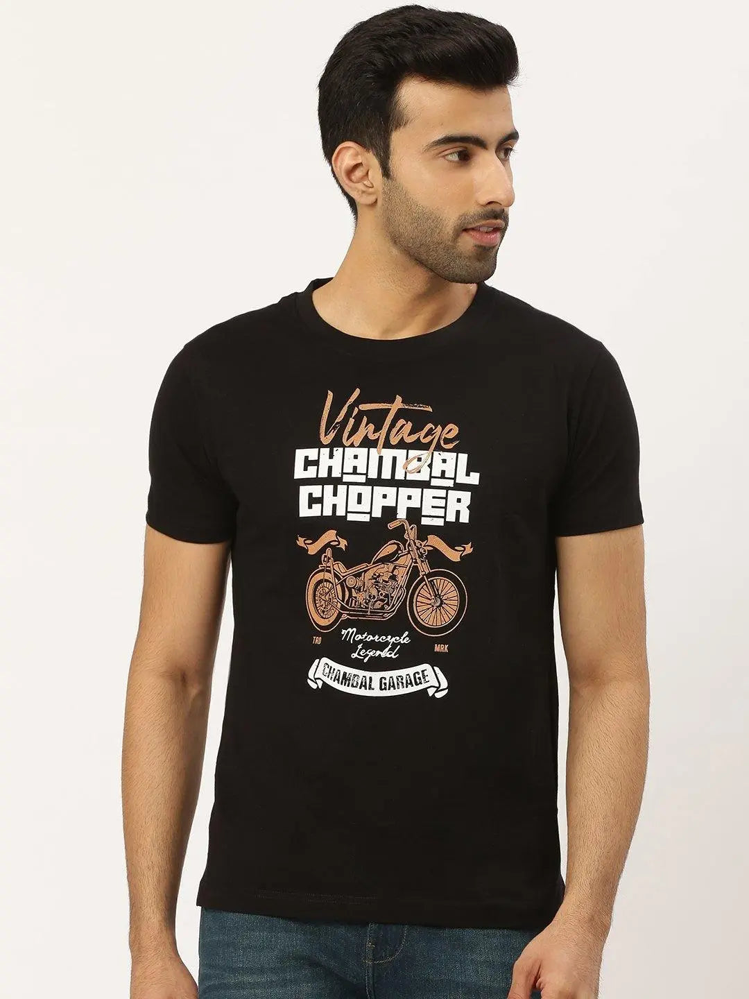 Vintage Chopper Black T-Shirt - The Chambal