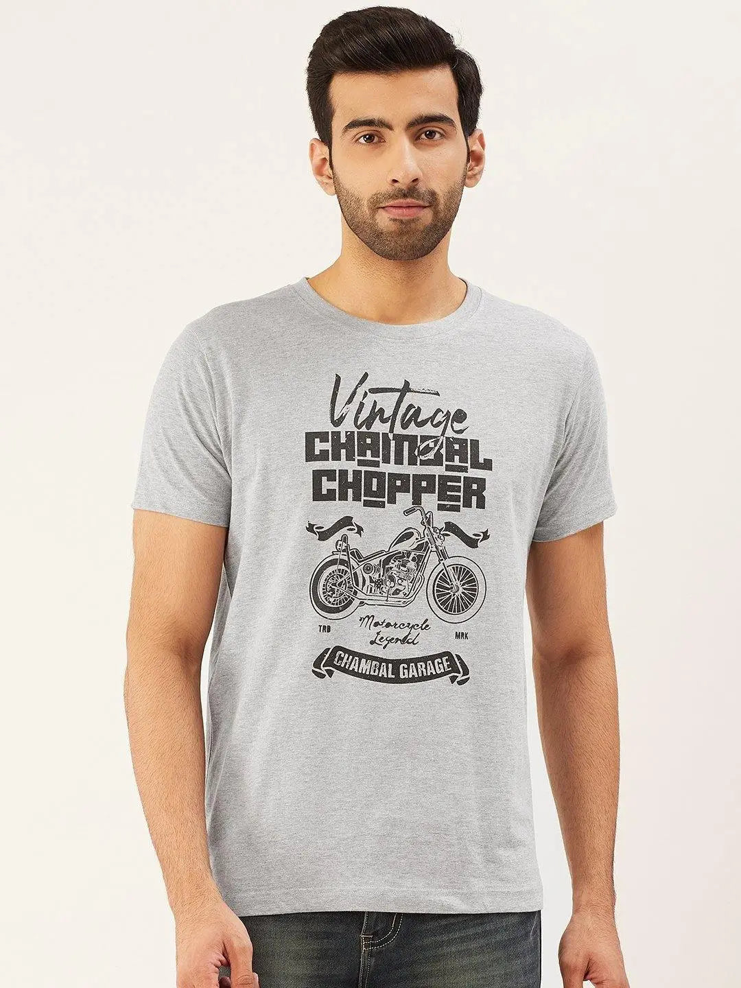 Vintage Chopper Grey T-Shirt - The Chambal