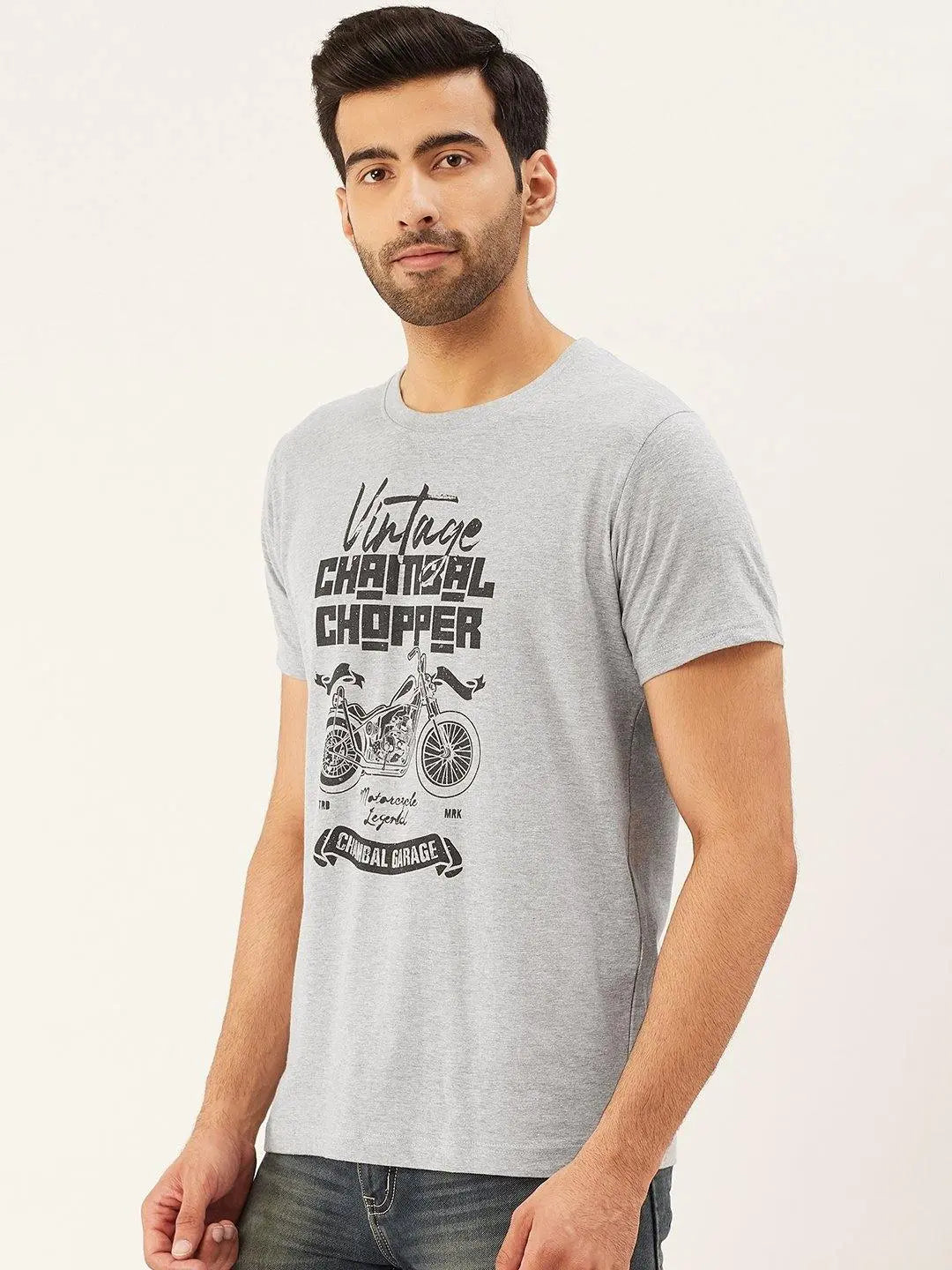 Vintage Chopper Grey T-Shirt - The Chambal