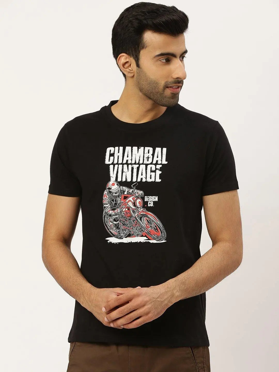 Vintage Rider Black T-Shirt - The Chambal